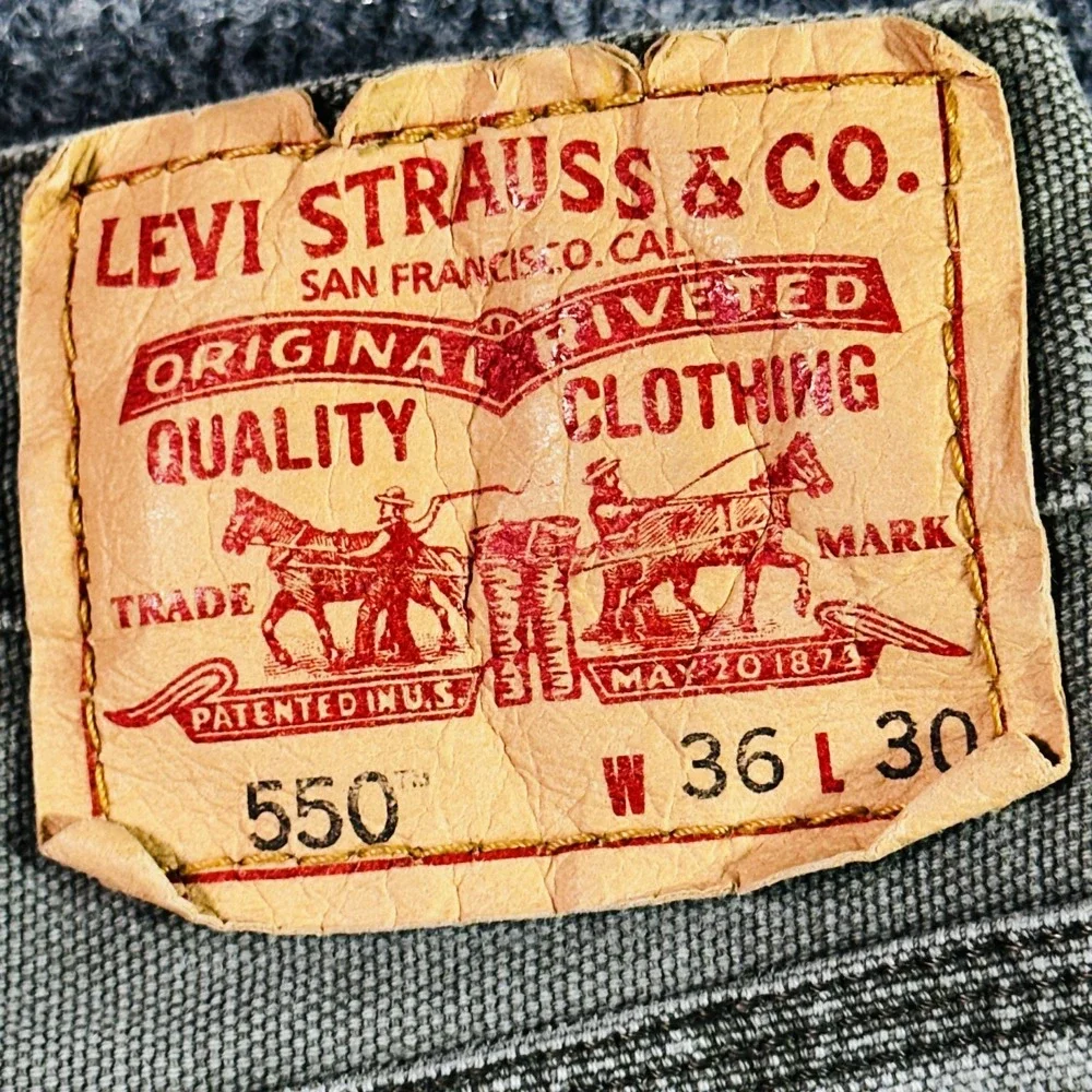 Levis 550 Canvas Jeans Men Fit 36x30 Green Carpenter Relaxed Tapered Vintage Y2K